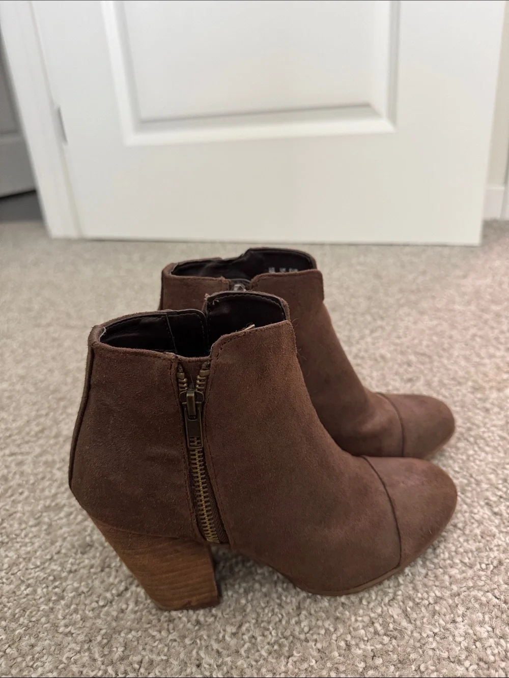 Women’s Brown Suede Ankle Bootie with Block Heel